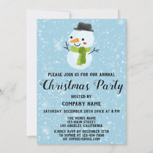 Enterprise Holiday Kerstparty White Snowman Blue Kaart