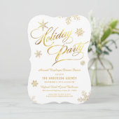 Enterprise Holiday Party - Elegant Gold Script Kaart (Staand voorkant)