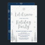 Enterprise Holiday Party Invitation Kaart<br><div class="desc">Viel het seizoen met deze feestelijke uitnodiging. Dit ontwerp biedt prachtige zilveren glittersneeuwvlokken met een blauw en zilver kleurenthema. Deze sjabloon is ideaal voor een kerstfeest,  feestdag,  feestdag of feestdag. Als u de doopvonten,  de kleuren,  of een afbeelding wilt veranderen,  te klikken gelieve de "aanpassen verder"knoop.</div>