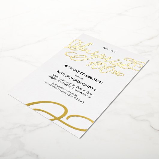 Enterprise Party 100th Birthday Gold Foil Uitnodig Folie Uitnodiging (Gedraaid)