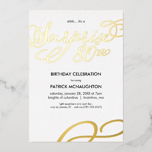 Enterprise Party 80th Birthday Gold Foil Invitatio Folie Uitnodiging (Voorkant)