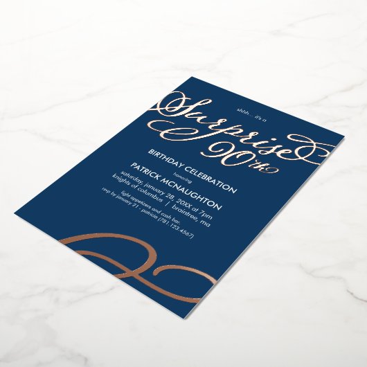 Enterprise Party 90th Birthday Gold Foil Uitnodigi Folie Uitnodiging (Gedraaid)