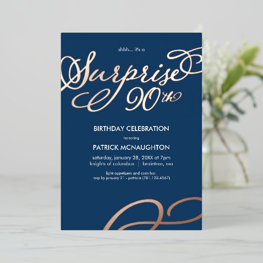 Enterprise Party 90th Birthday Gold Foil Uitnodigi Folie Uitnodiging (Staand Voorkant)