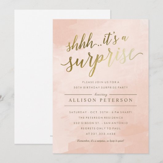 Enterprise Party-uitnodigingen - Modern Faux Gold Kaart (Voorkant / Achterkant)