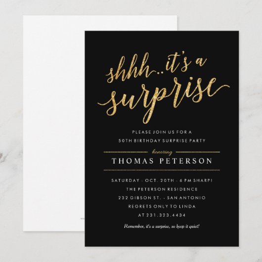 Enterprise Party-uitnodigingen - Modern Gold Glitt Kaart (Voorkant / Achterkant)