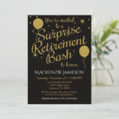 Enterprise Retirement Party Invitation Gold Balloo Kaart (Staand voorkant)