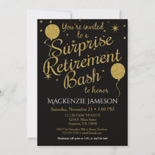 Enterprise Retirement Party Invitation Gold Balloo Kaart