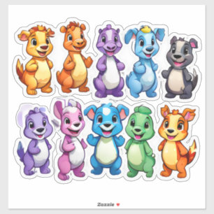 Entertainende set van cartoon dierlijke stickers