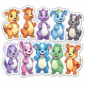 Entertainende set van cartoon dierlijke stickers (Voorkant)