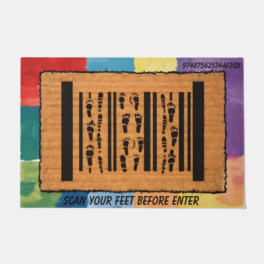 Entertainende Voetafdruk Barcode Grappige Barcode Deurmat (Voorkant)