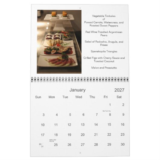 Entertainment met voedsel kalender (Jan 2027)