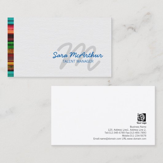 Entertainment Professioneel Cursief Monogram Visitekaartje (Voorkant / Achterkant)