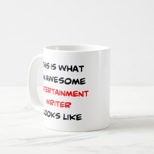 entertainmentschrijver, geweldige koffiemok (Voorkant links)