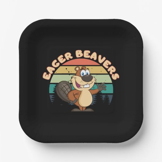 enthousiaste bevers papieren bordje (Voorkant)