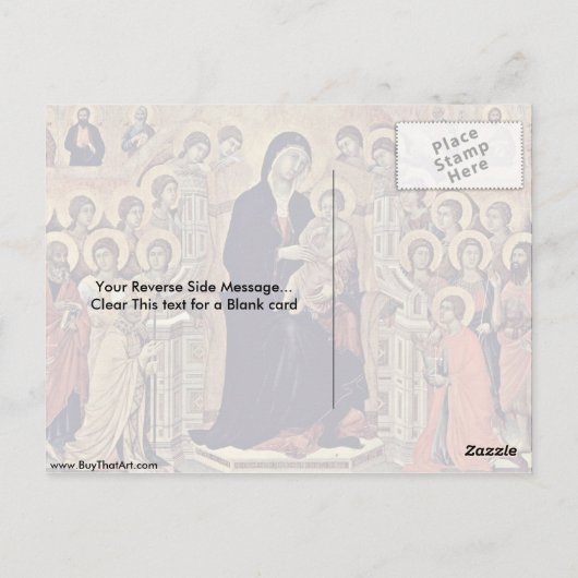 Enthroned Madonna en Child, Angels van Duccio Briefkaart (Achterkant)