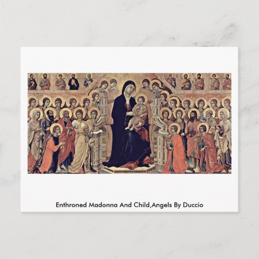 Enthroned Madonna en Child, Angels van Duccio Briefkaart (Voorkant)