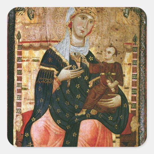 Enthroned Madonna en Child, c.1260 Vierkante Sticker (Voorkant)