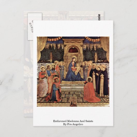 Enthroned Madonna en heiligen van Fra Angelico Briefkaart (Voorkant / Achterkant)