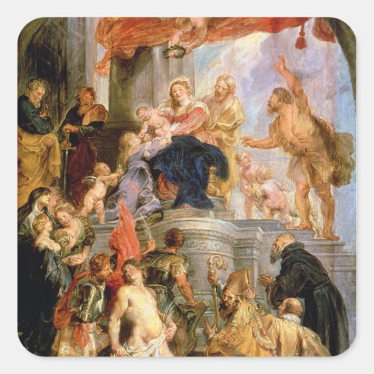 Enthroned Madonna met Child Vierkante Sticker (Voorkant)