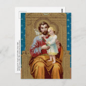 Enthroned St. Joseph met Toddler Christus Child Briefkaart (Voorkant / Achterkant)