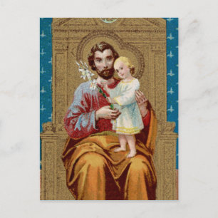 Enthroned St. Joseph met Toddler Christus Child Briefkaart