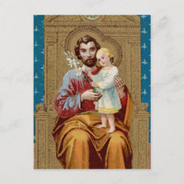 Enthroned St. Joseph met Toddler Christus Child Briefkaart