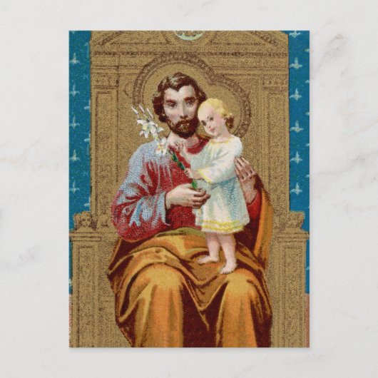 Enthroned St. Joseph met Toddler Christus Child Briefkaart (Voorkant)