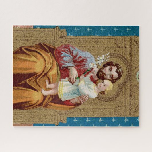 Enthroned St. Joseph met Toddler Christus Child Legpuzzel (Horizontaal)