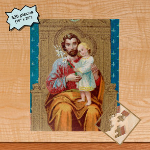 Enthroned St. Joseph met Toddler Christus Child Legpuzzel