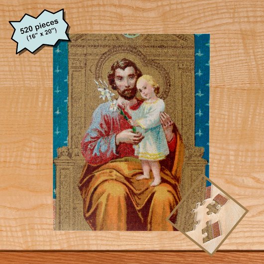 Enthroned St. Joseph met Toddler Christus Child Legpuzzel