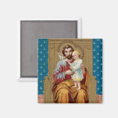 Enthroned St. Joseph met Toddler Christus Child Magneet (Voorkant / Achterkant)