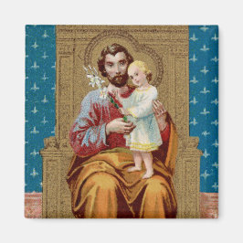 Enthroned St. Joseph met Toddler Christus Child Magneet