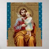 Enthroned St. Joseph met Toddler Christus Child Poster (Voorkant)