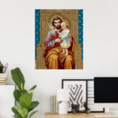 Enthroned St. Joseph met Toddler Christus Child Poster (Thuiskantoor)