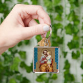 Enthroned St. Joseph met Toddler Christus Child Sleutelhanger (Hand)