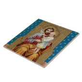 Enthroned St. Joseph met Toddler Christus Child Tegeltje (Zijkant)