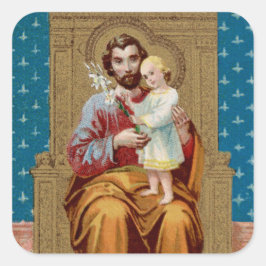 Enthroned St. Joseph met Toddler Christus Child Vierkante Sticker