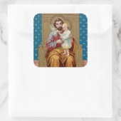 Enthroned St. Joseph met Toddler Christus Child Vierkante Sticker (Tas)