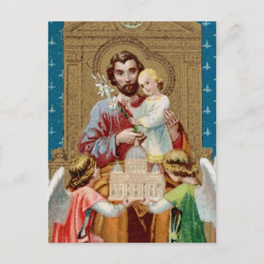 Enthroned St. Joseph Receiving Vatican Maquette Briefkaart (Voorkant)