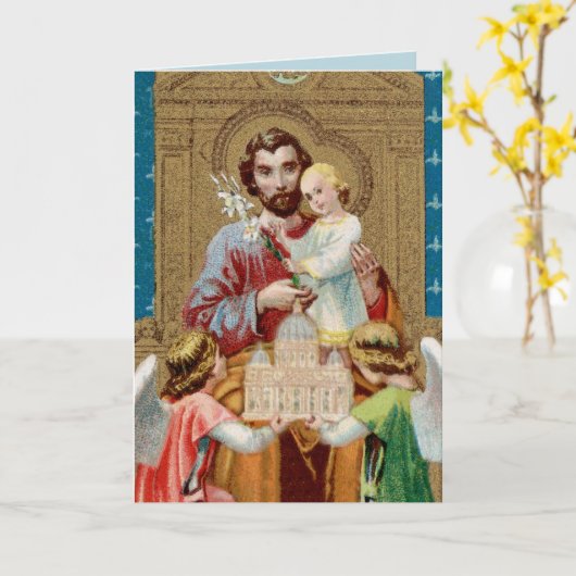 Enthroned St. Joseph Receiving Vatican Maquette Kaart (Gele Bloem)