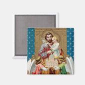 Enthroned St. Joseph Receiving Vatican Maquette Magneet (Voorkant / Achterkant)