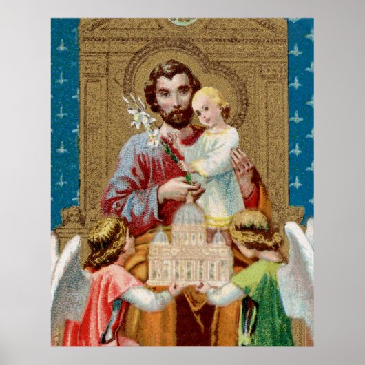 Enthroned St. Joseph Receiving Vatican Maquette Poster (Voorkant)