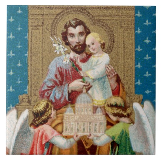 Enthroned St. Joseph Receiving Vatican Maquette Tegeltje (Voorkant)