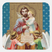 Enthroned St. Joseph Receiving Vatican Maquette Vierkante Sticker (Voorkant)