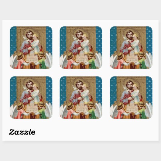 Enthroned St. Joseph Receiving Vatican Maquette Vierkante Sticker (Vel)