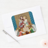 Enthroned St. Joseph Receiving Vatican Maquette Vierkante Sticker (Envelop)
