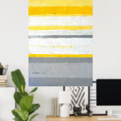 "Enthused" grijs en geel Abstract Poster (Thuiskantoor)