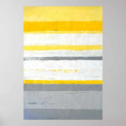 "Enthused" grijs en geel Abstract Poster (Voorkant)