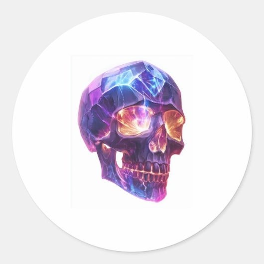 entiteit met kristalschedel ronde sticker (Voorkant)