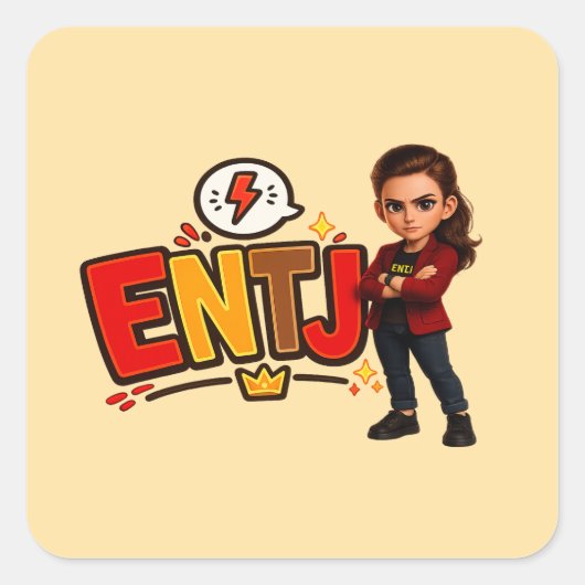 ENTJ — A Conquistadora Visionária Vierkante Sticker (Voorkant)
